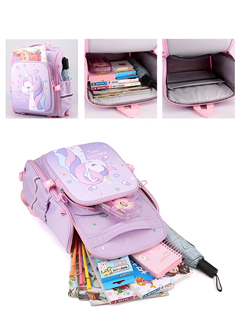 Girls Unicorn School Backpack – Waterproof, Cute Pink Kids Schoolbag for Kindergarten & Elementary Students