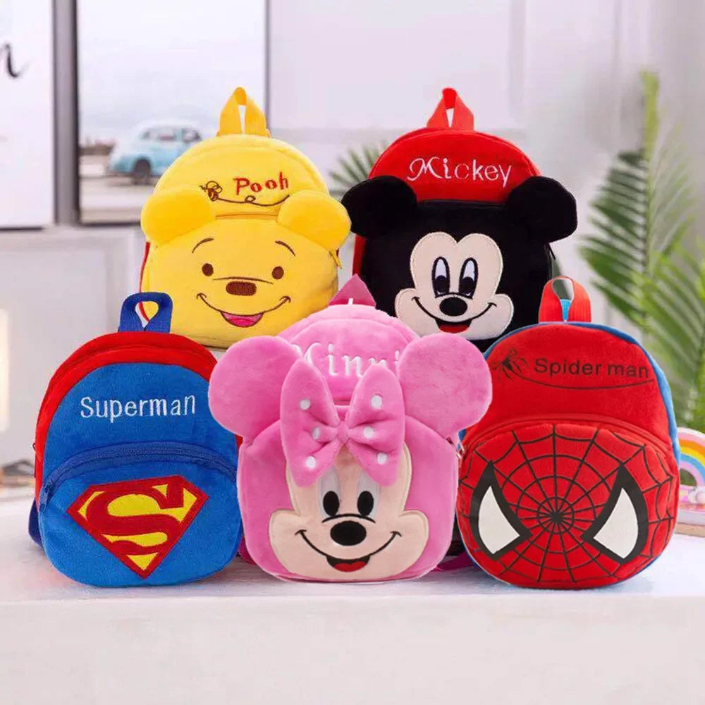 Disney Plush Backpack – Avengers, Spider-Man, Mickey, Minnie, Winnie the Pooh & Stitch Kids School Bag | Cute Birthday Gift